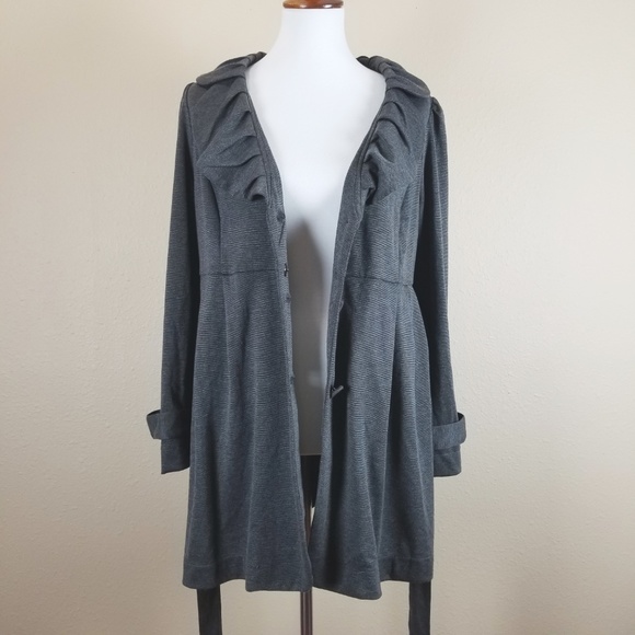 Fever Gray Shawl Collar Knit Pea Coat LP - Picture 4 of 8